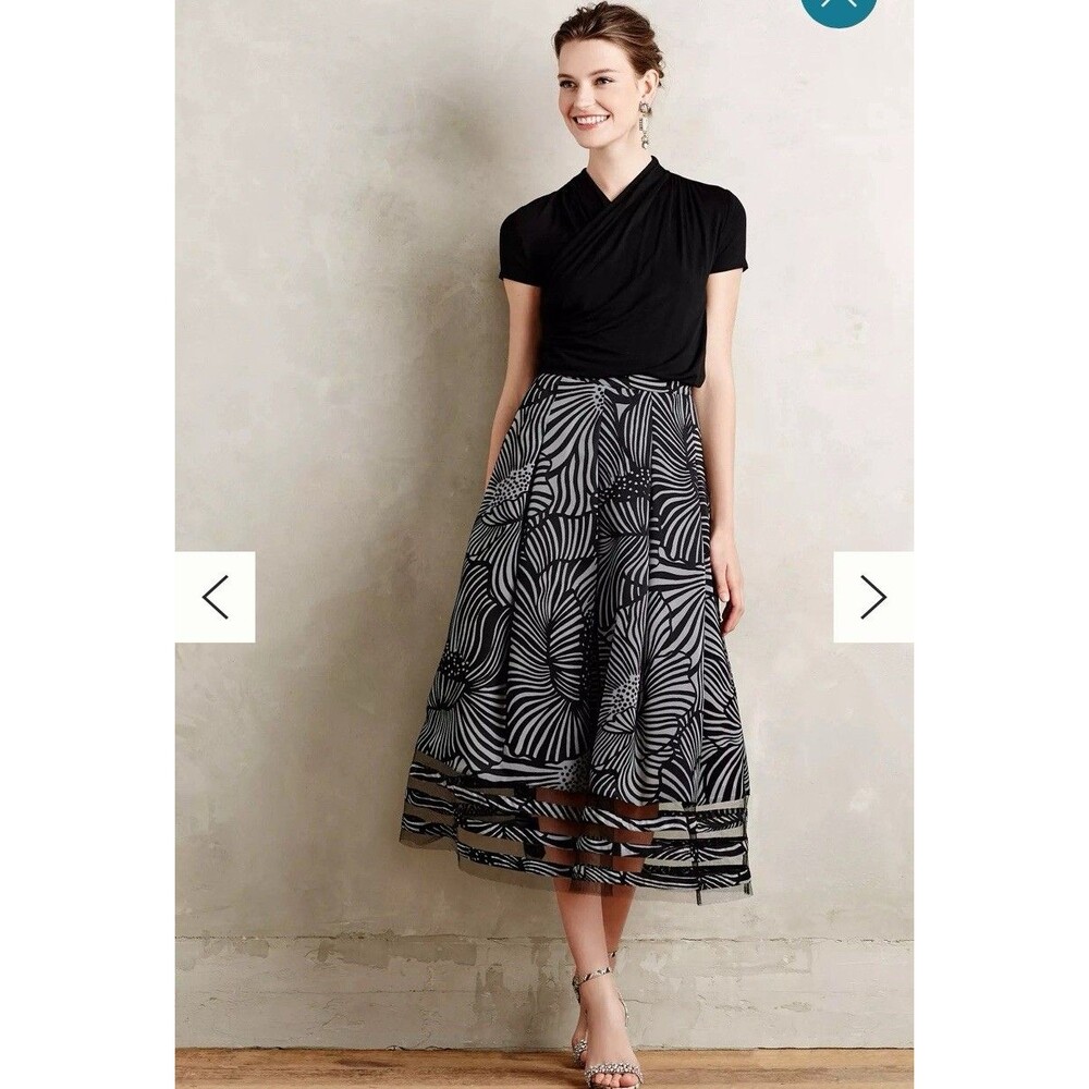 Anthropologie SB by Sachin and Babi Nightblossom Floral Midi Skirt Size 0